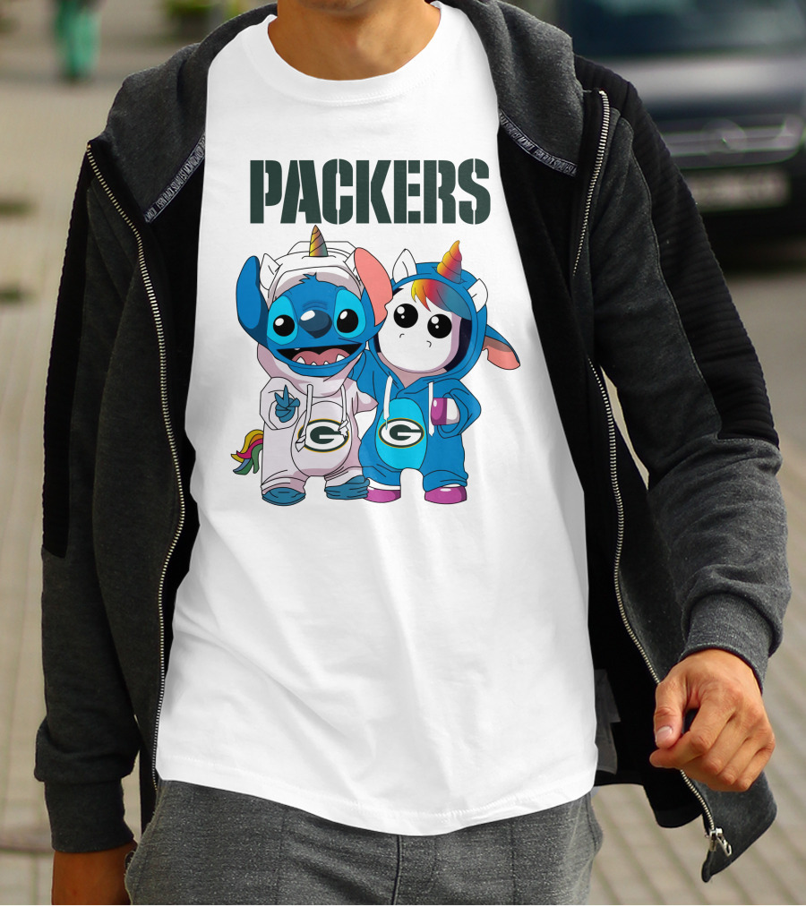 Packers Stitch And Unicorn Fans In Team Gear T-Shirt