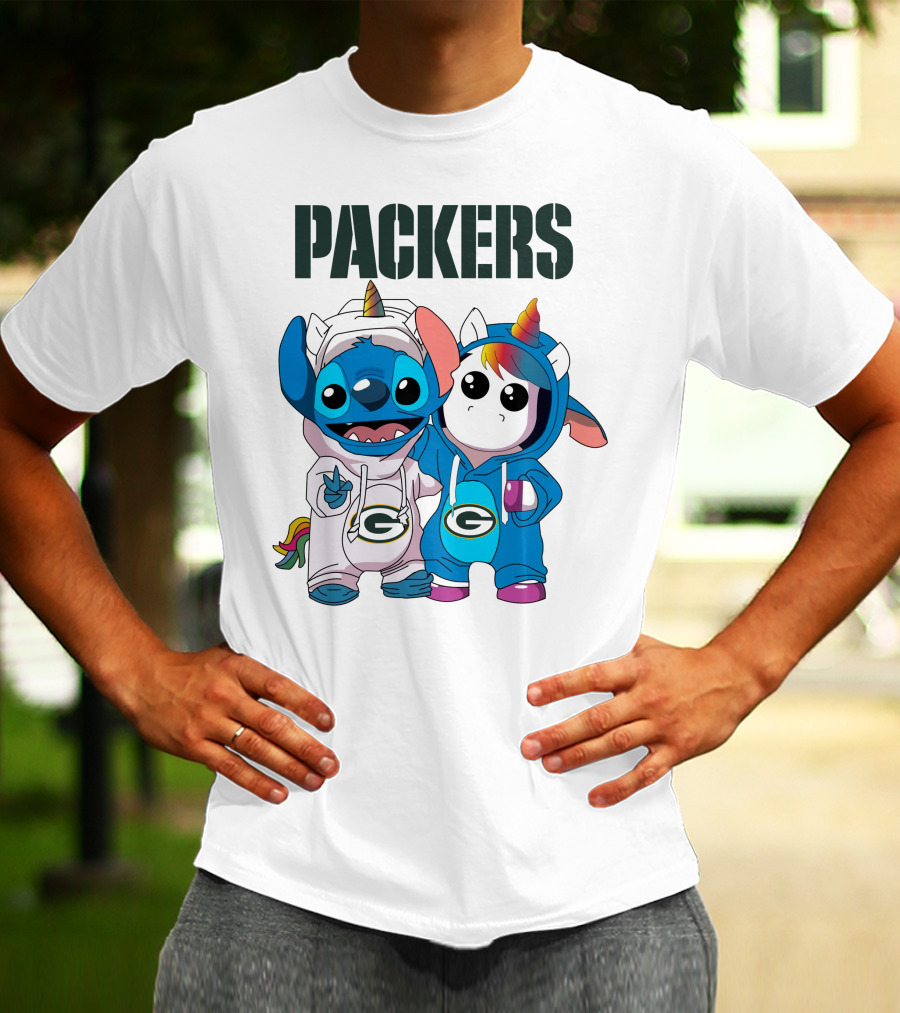 Packers Stitch And Unicorn Fans In Team Gear T-Shirt