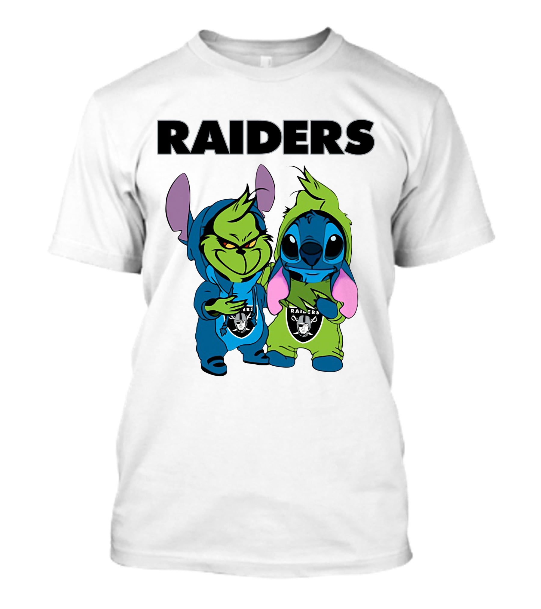 Raiders Grinch And Stitch Crossover T-Shirt
