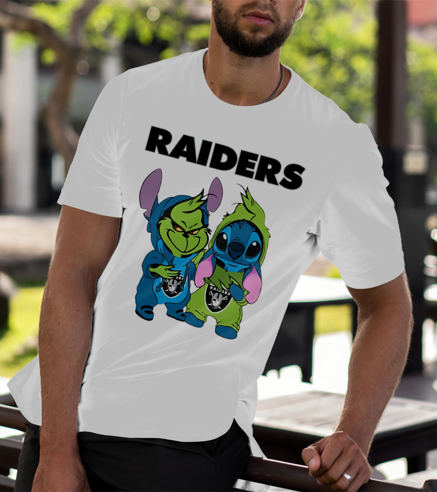 Raiders Grinch And Stitch Crossover T-Shirt