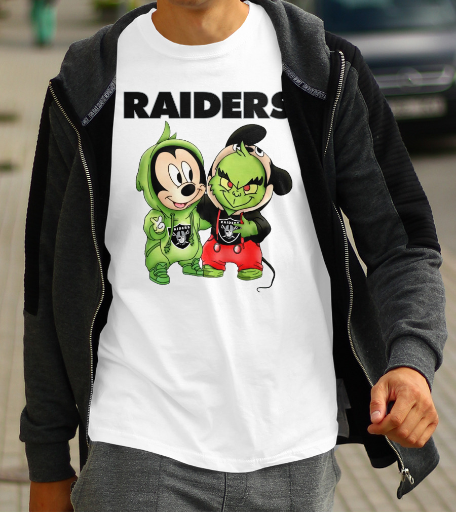 Mickey And Grinch Raiders Hoodie Cute Cartoon Characters T-Shirt