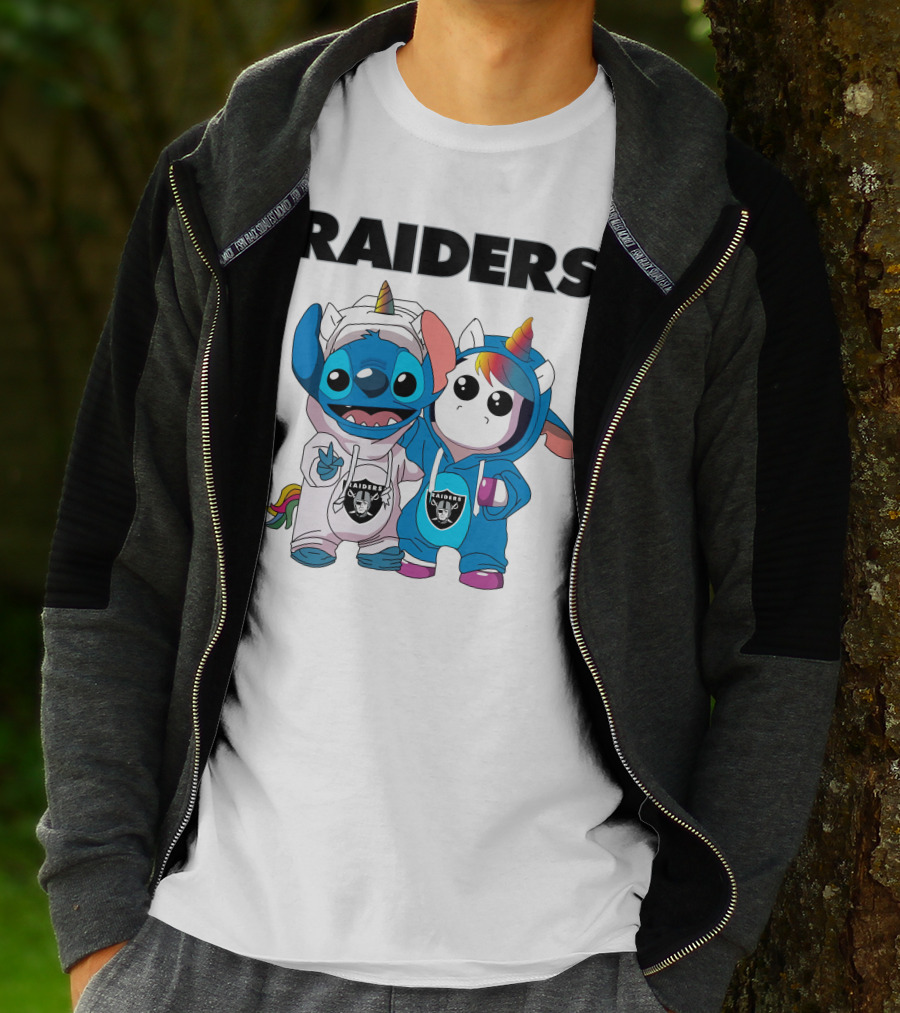 Raiders Stitch And Unicorn In Team Hoodies T-Shirt