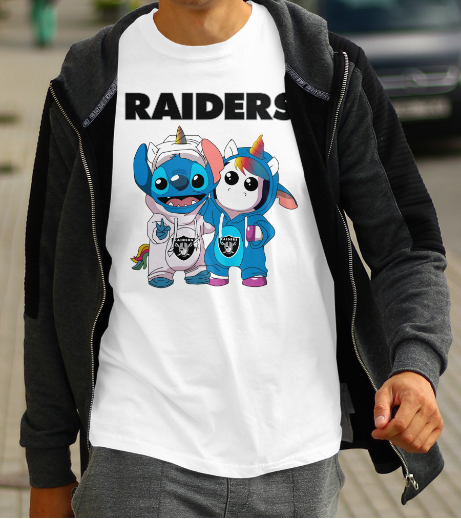 Raiders Stitch And Unicorn In Team Hoodies T-Shirt