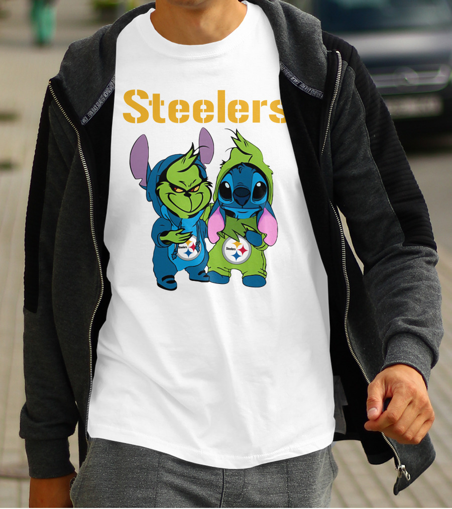Grinch And Stitch Steelers Fans T-Shirt