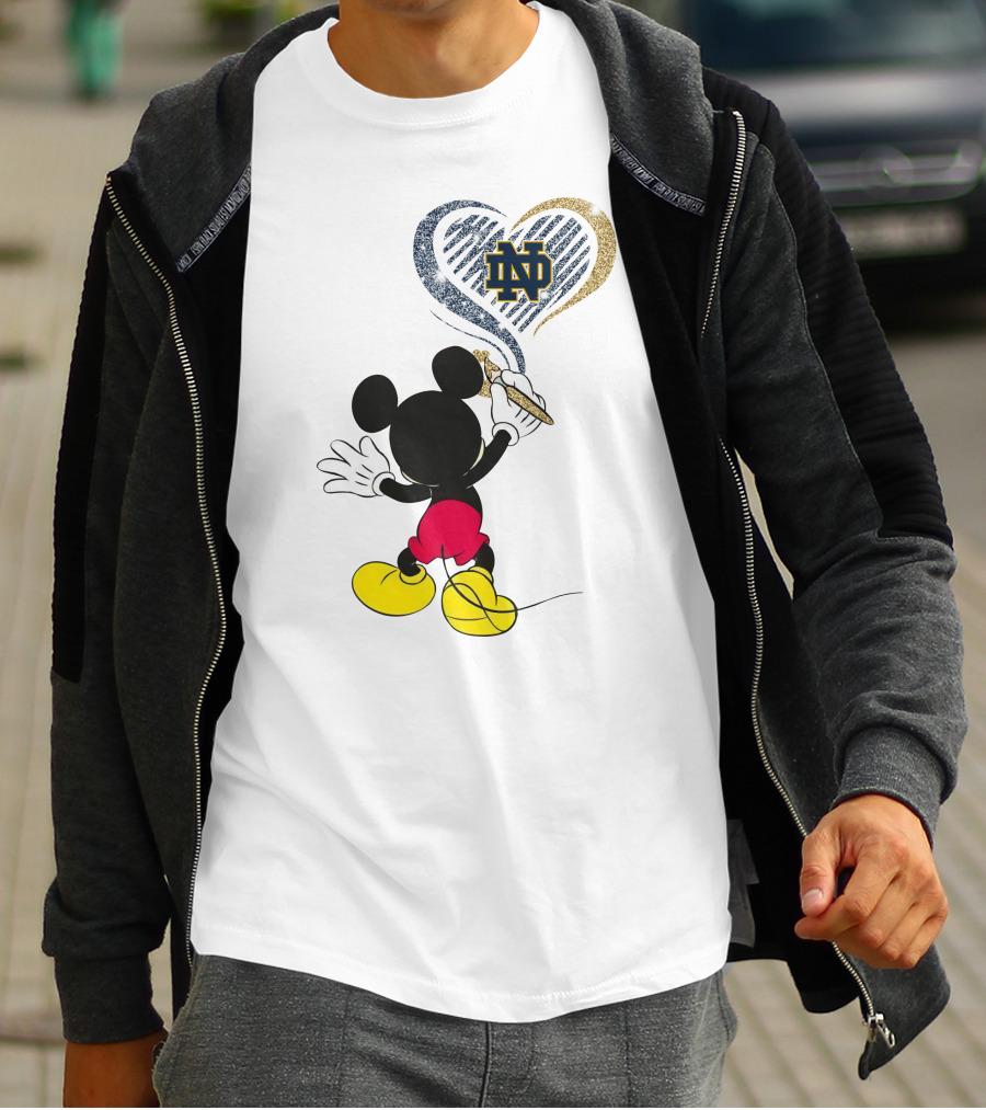 Notre Dame Fighting Irish Mickey Mouse Heart T-Shirt