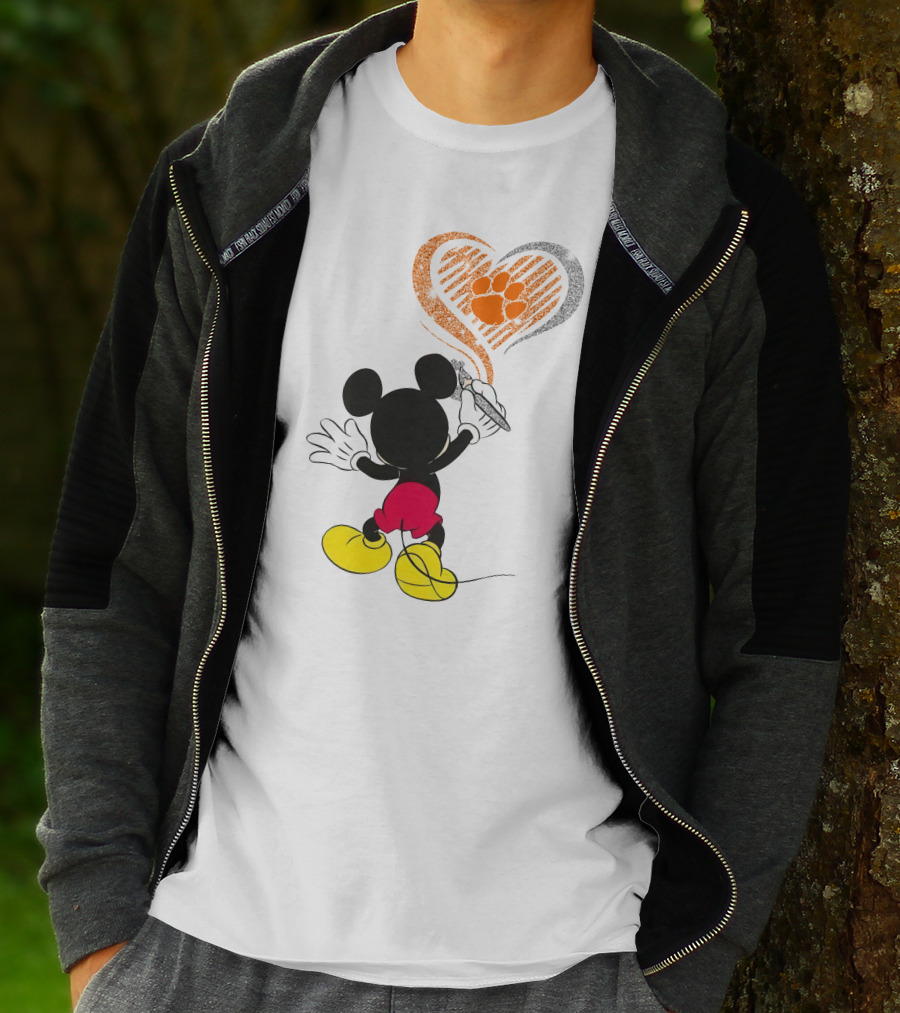 Mickey Mouse Heart Clemson Paw Print T-Shirt