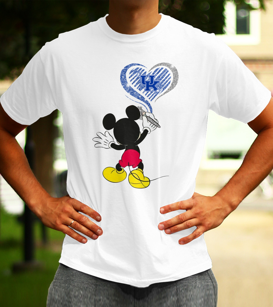 Mickey Uk Heart Drawing Kentucky Wildcats Ncaa T-Shirt