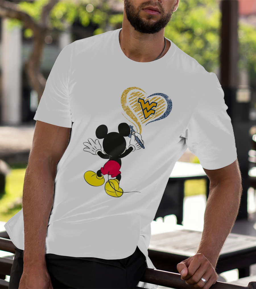 Mickey Drawing Wvu Heart T-Shirt