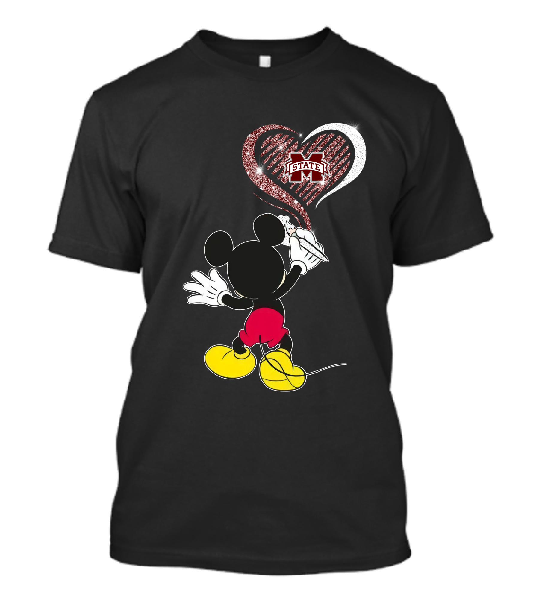 Mickey Mouse Drawing Heart Mississippi State Bulldogs T-Shirt