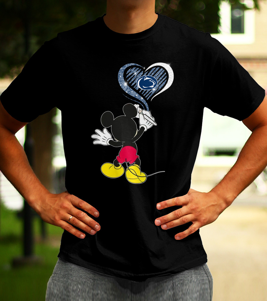 Mickey Mouse Draws Heart With Penn State Nittany Lions T-Shirt