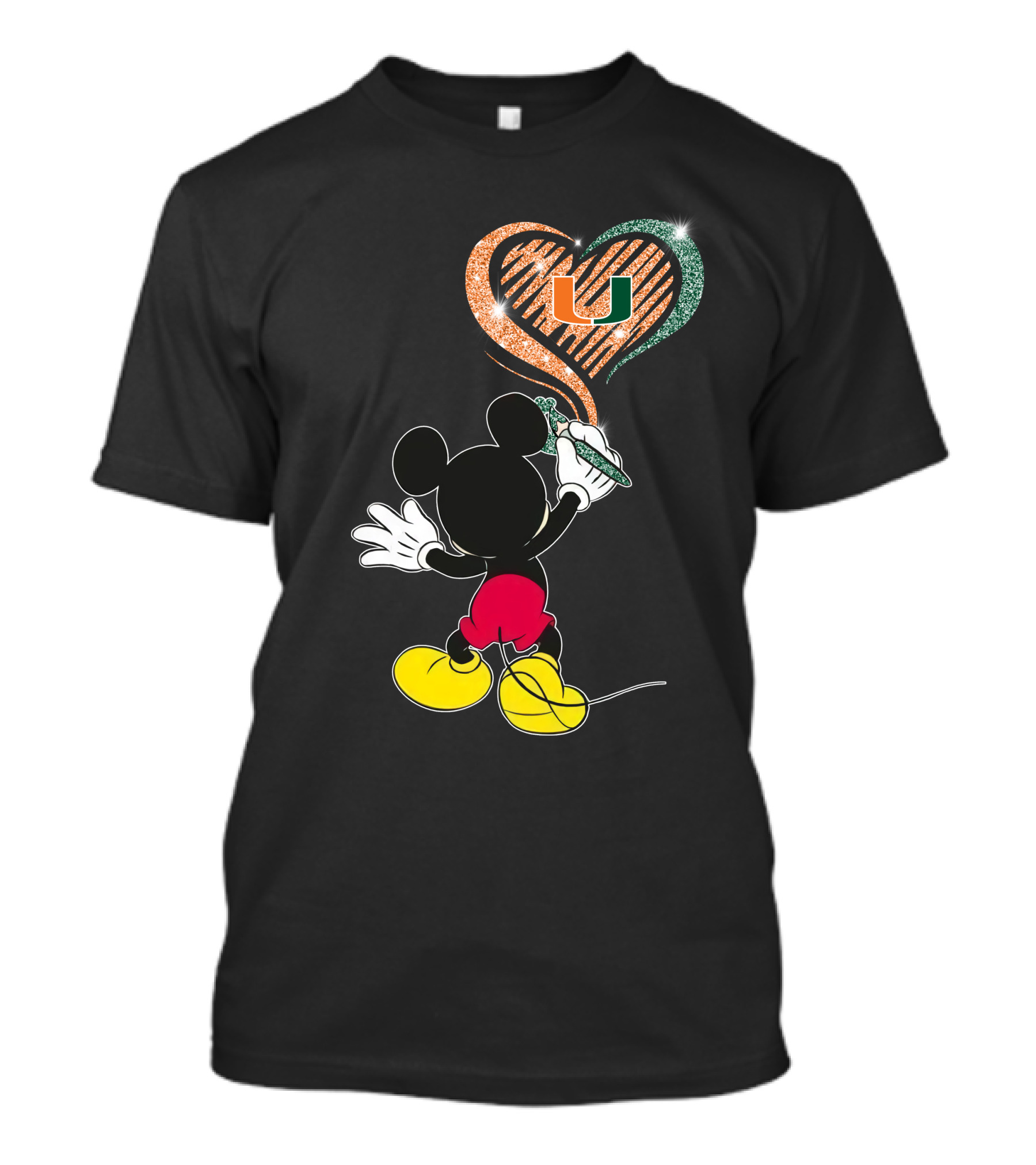 36 Miami Hurricanes Heart U Vintage Mouse T-Shirt