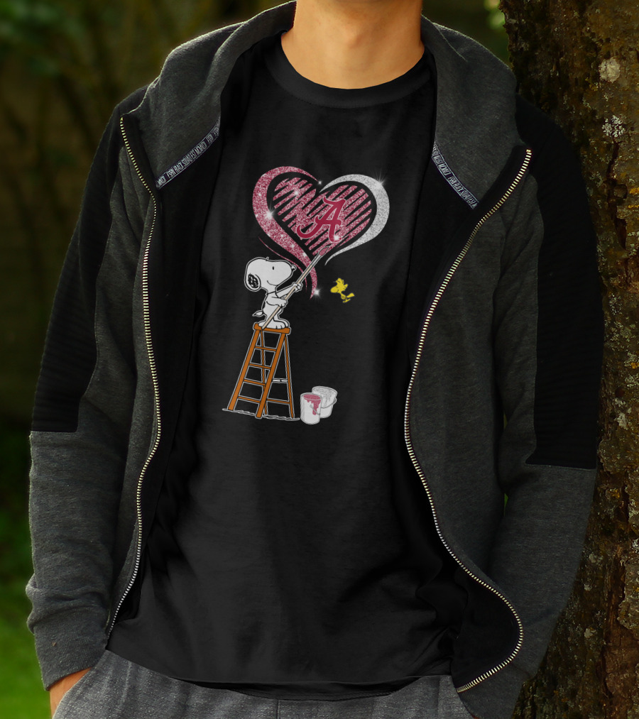 Snoopy Painting Alabama Crimson Tide Heart T-Shirt