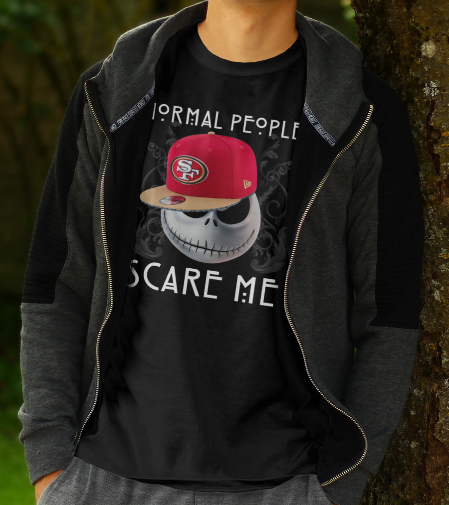 San Francisco 49ers Normal People Scare Me Jack Skellington Hat T-Shirt