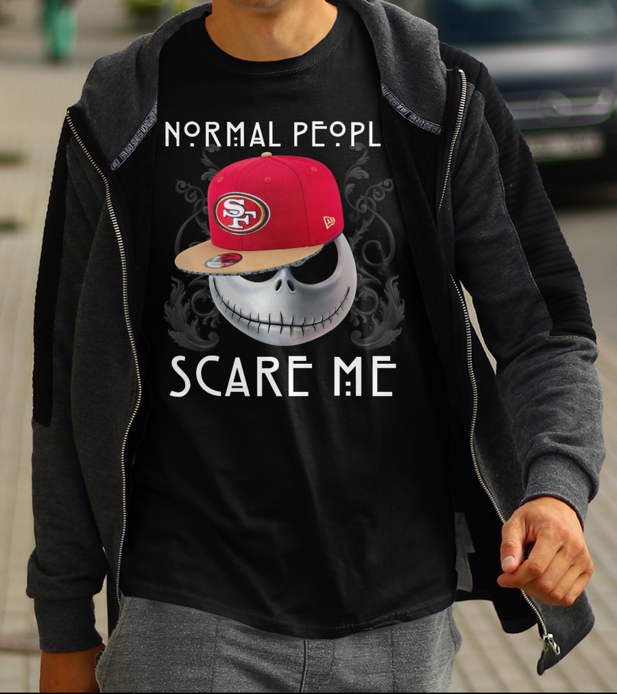 San Francisco 49ers Normal People Scare Me Jack Skellington Hat T-Shirt