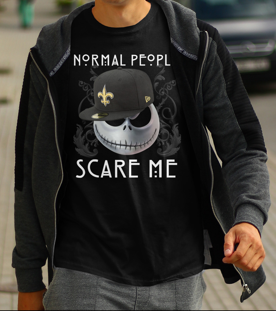 Normal People Scare Me Jack NFL Saints Hat Skull T-Shirt