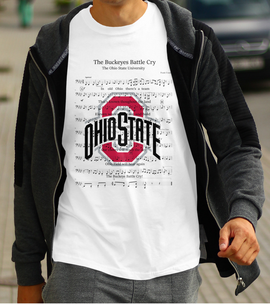 The Buckeyes Battle Cry Ohio State University Sheet Music T-Shirt