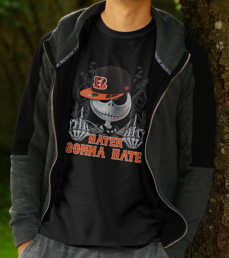 Cincinnati Bengals Hater Gonna Hate Skeleton With Hat T-Shirt
