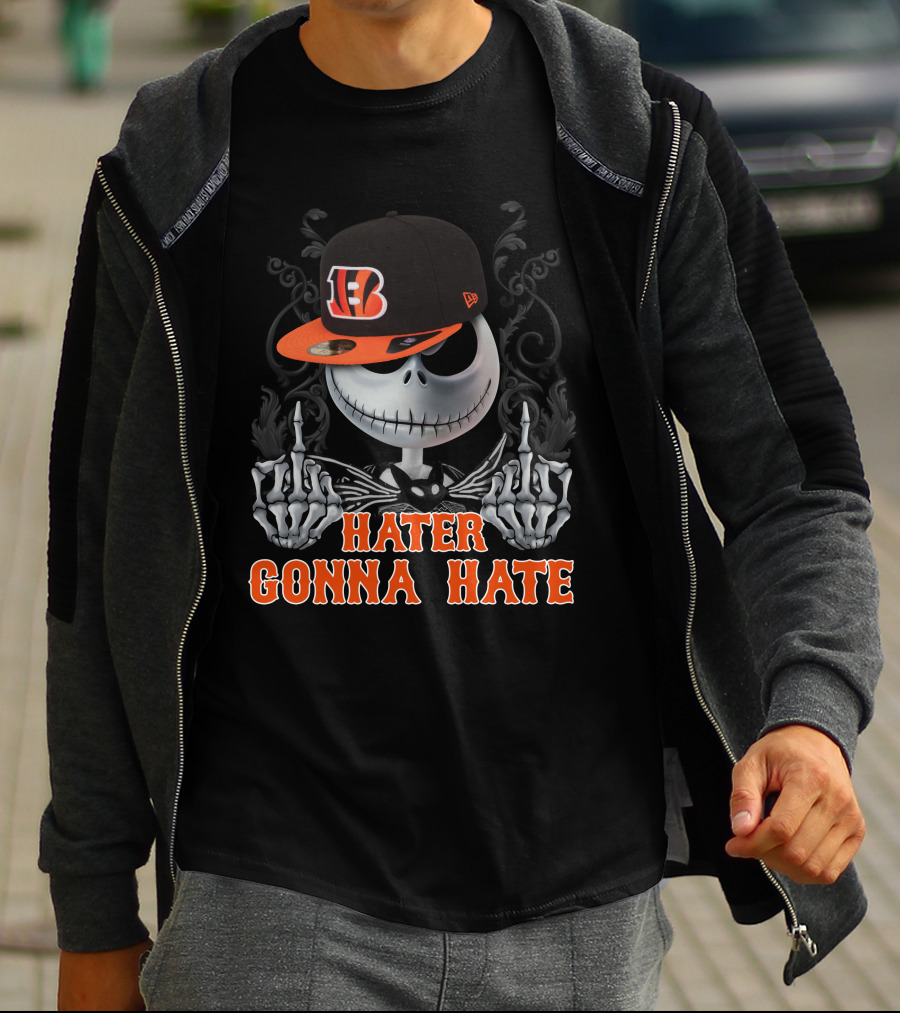 Cincinnati Bengals Hater Gonna Hate Skeleton With Hat T-Shirt