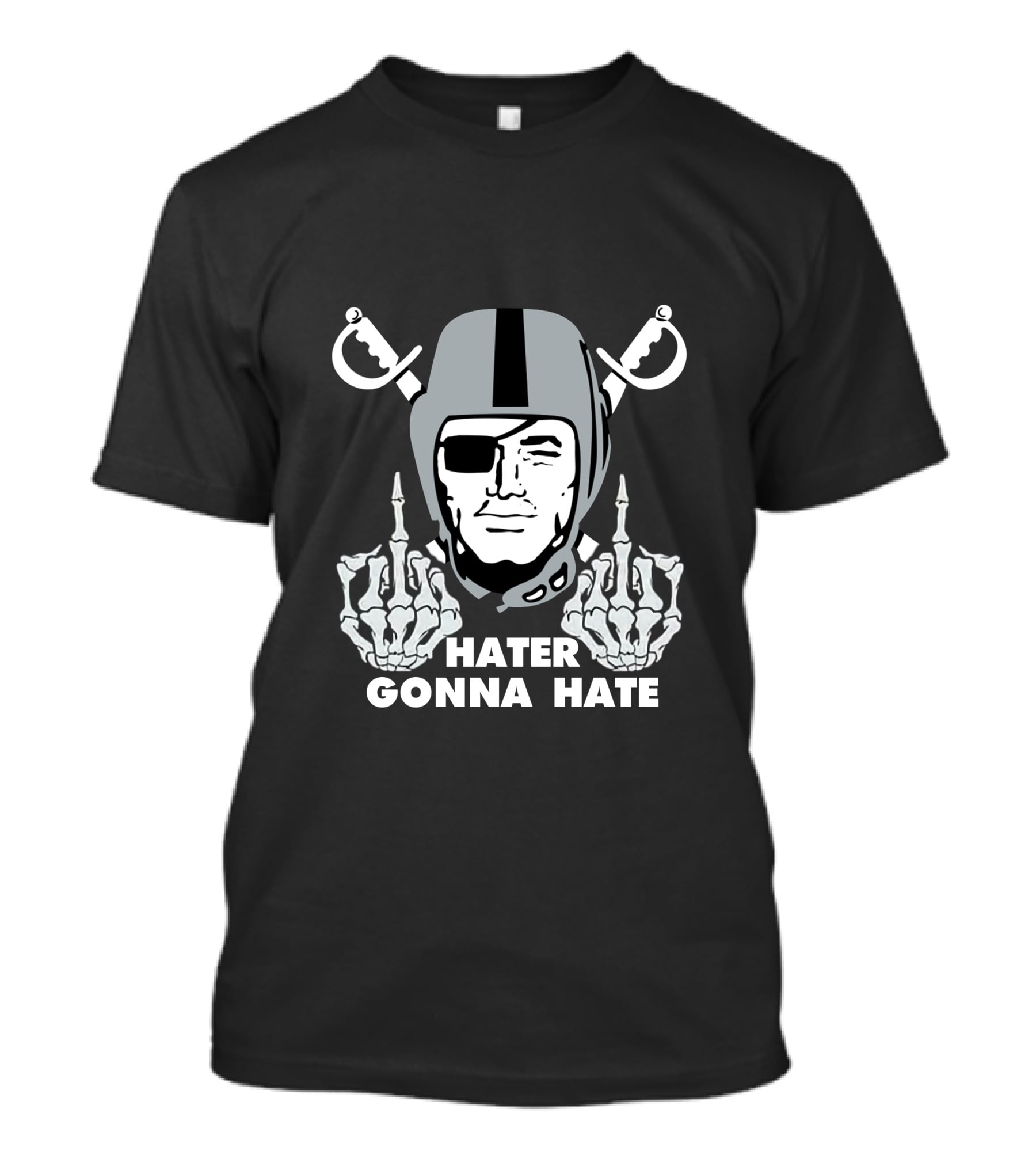 Hater Gonna Hate Raider Helmet Skeleton Hands Middle Finger T-Shirt