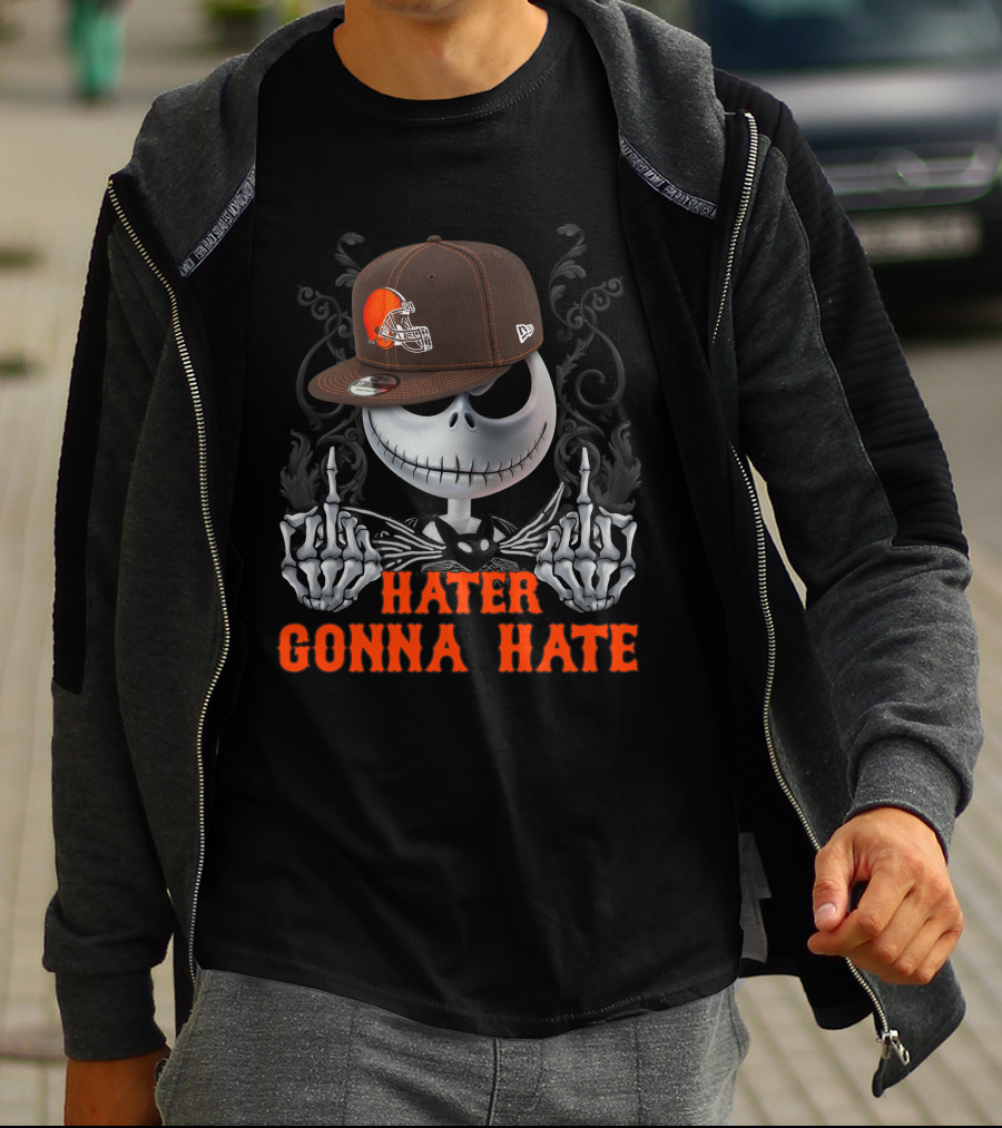 Cleveland Browns Hater Gonna Hate Skeleton Football Fan T-Shirt