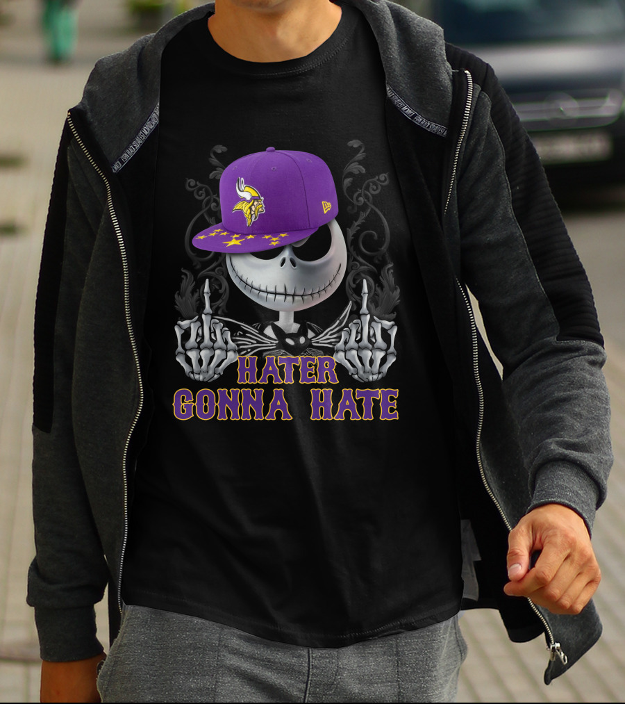 Hater Gonna Hate Minnesota Vikings Jack Skellington New Era Cap T-Shirt