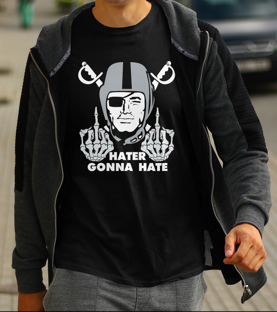 Hater Gonna Hate Raiders Parody Skeleton Hands Helmet T-Shirt