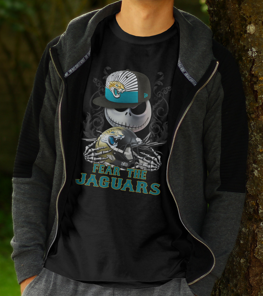 Fear The Jaguars Jacksonville Jaguars Helmet Skeleton Face Cap T-Shirt