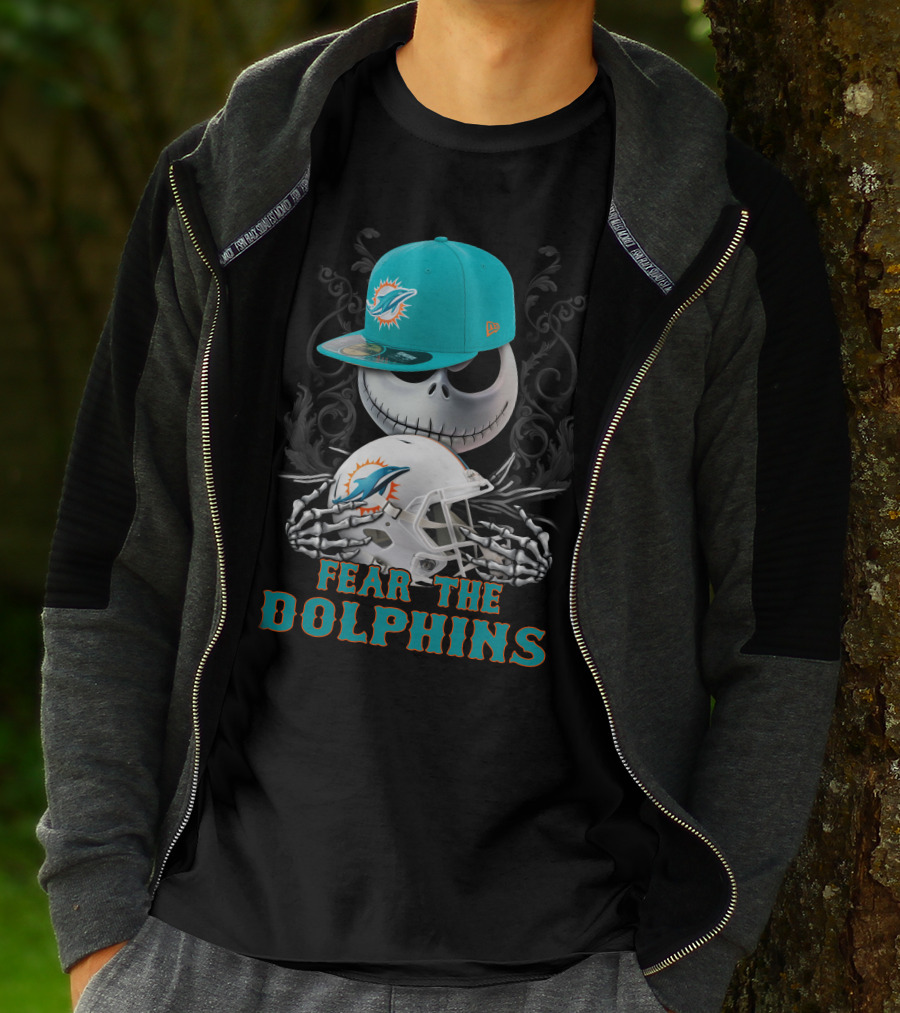 Miami Dolphins Fear The Dolphins Skeleton Helmet Snapback T-Shirt