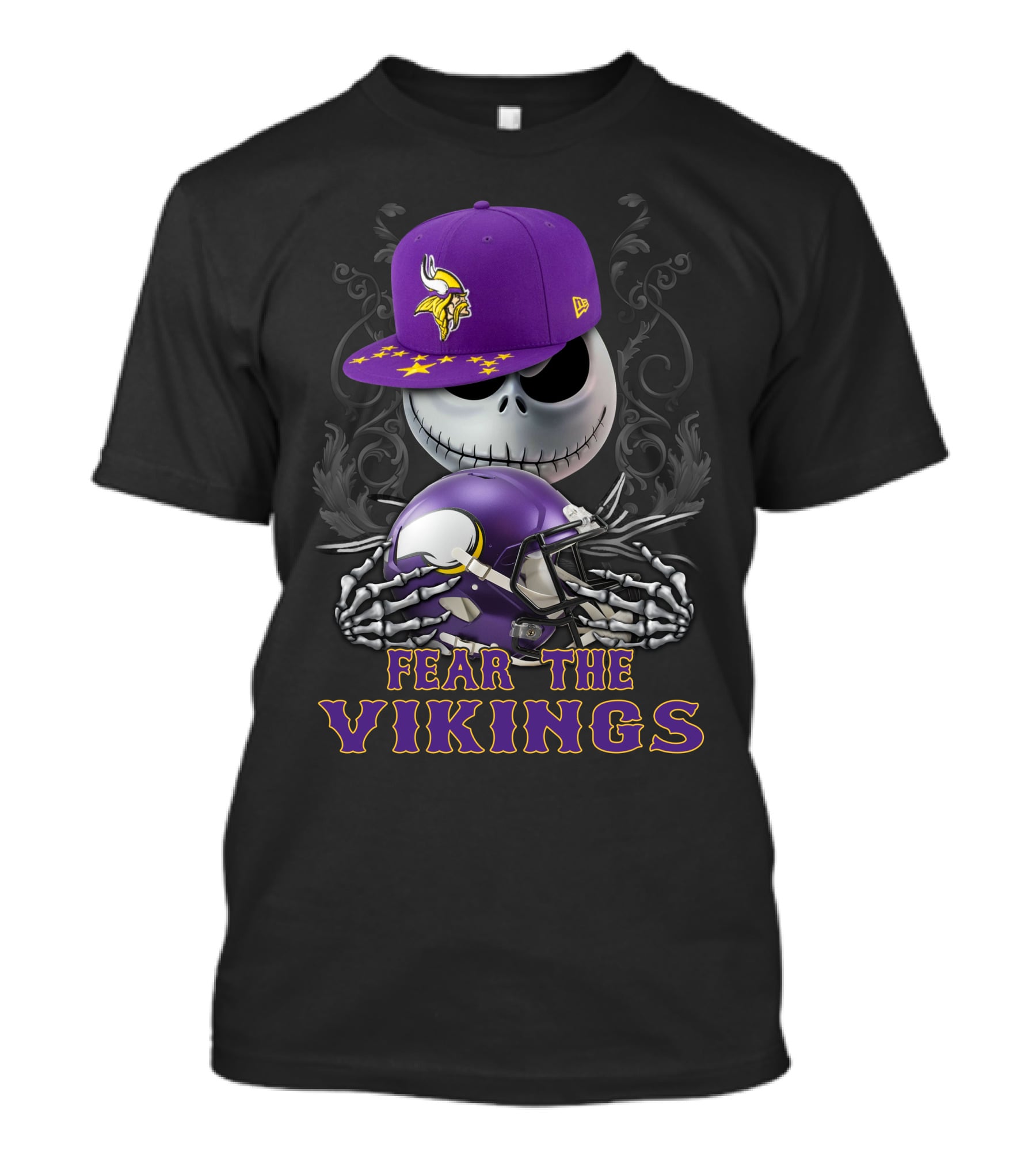 Fear The Vikings Minnesota Vikings Skeleton Halloween Football T-Shirt