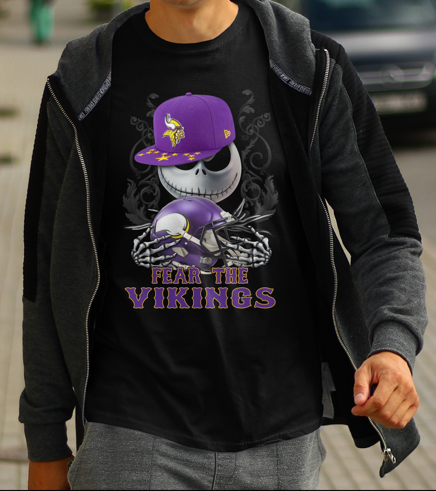 Fear The Vikings Minnesota Vikings Skeleton Halloween Football T-Shirt