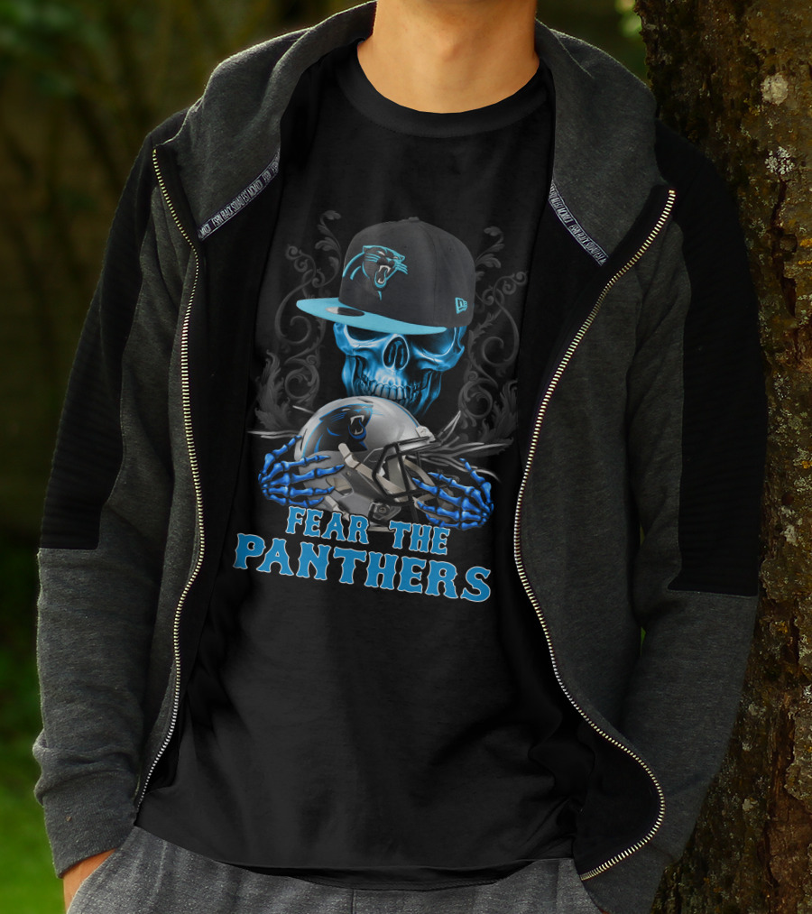 Fear The Panthers Ds002-05 Carolina Panthers Skull And Helmet T-Shirt