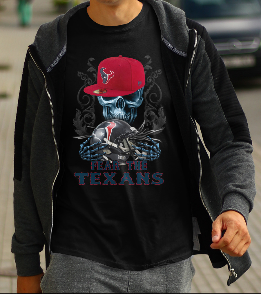 Fear The Texans Ds002-13 Houston Texans Skull With Caps And Helmet T-Shirt