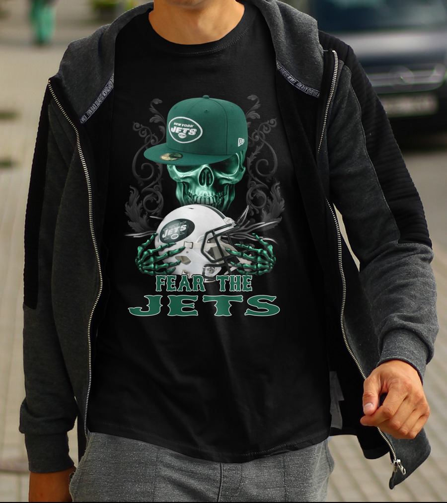 Fear The Jets New York Jets Helmet And Cap Skull Art Ds002-22 T-Shirt
