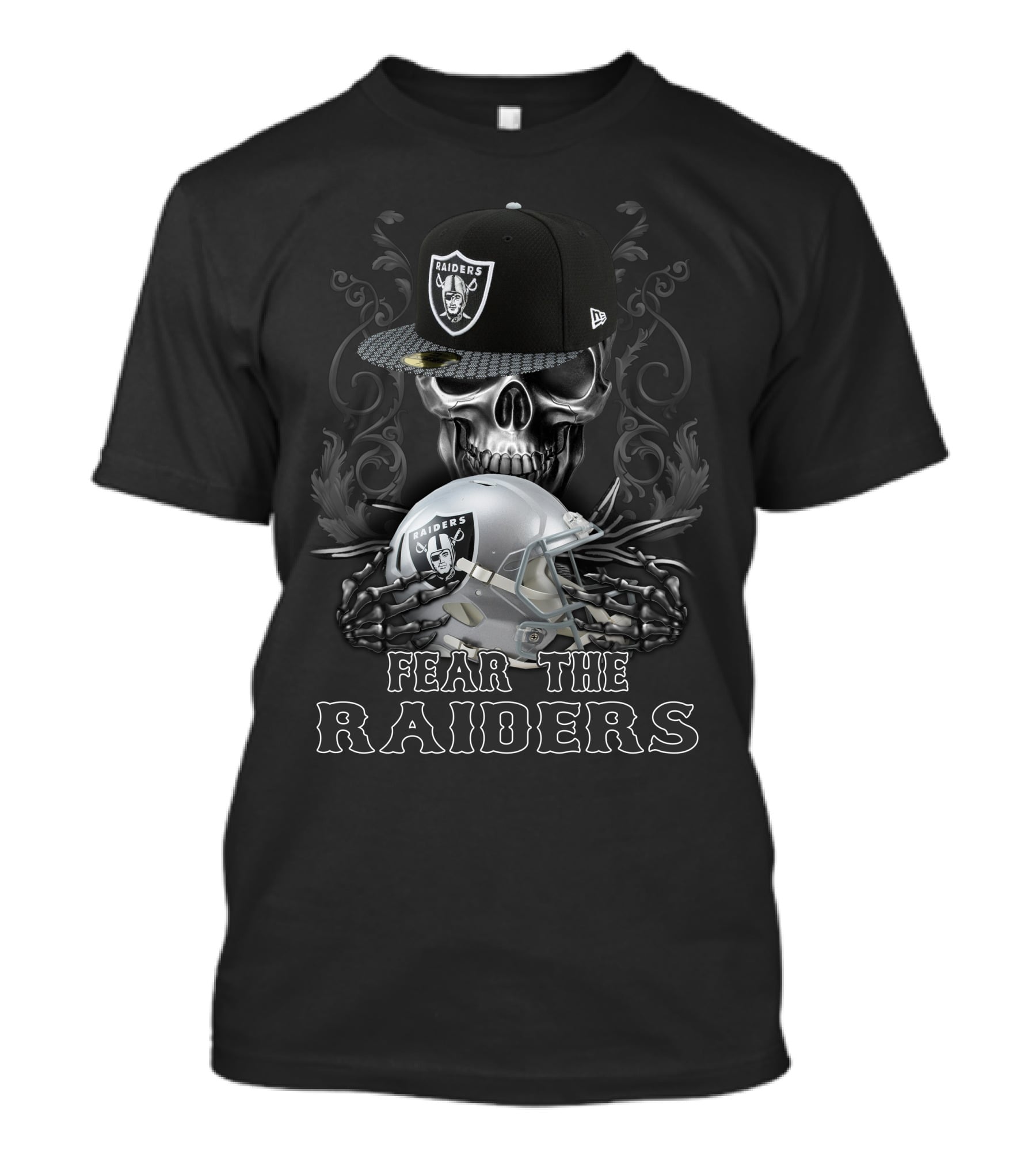 Fear The Las Vegas Raiders Skull Helmet Cap T-Shirt