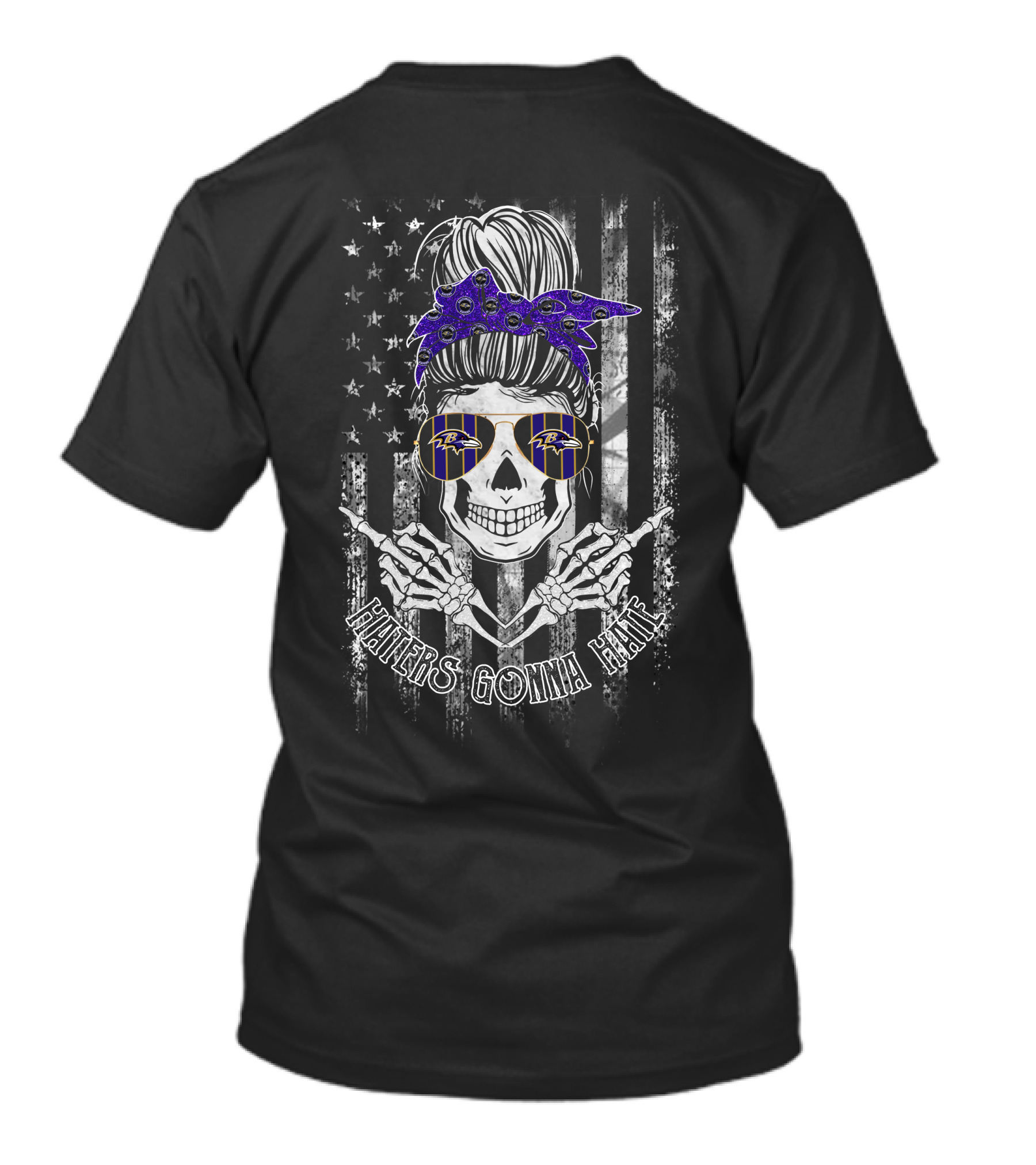 Haters Gonna Hate Baltimore Ravens Skull With Sunglasses And Stars T-Shirt