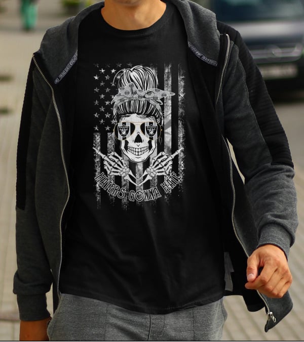 Las Vegas Raiders Skull Haters Gonna Hate American Flag T-Shirt