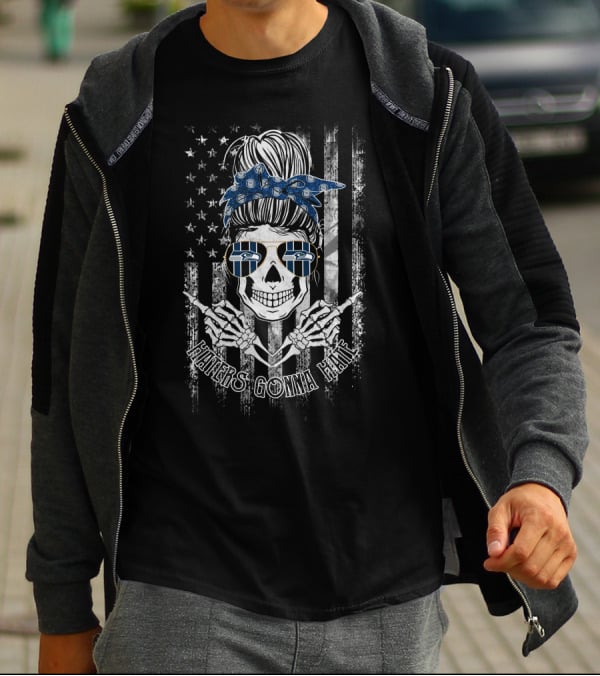 Haters Gonna Hate Seattle Seahawks Skull With Bandana And Sunglasses T-Shirt