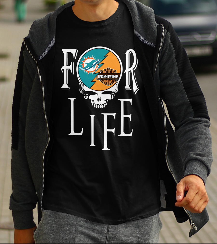 Miami Dolphins Harley Davidson Nfl For Life T-Shirt