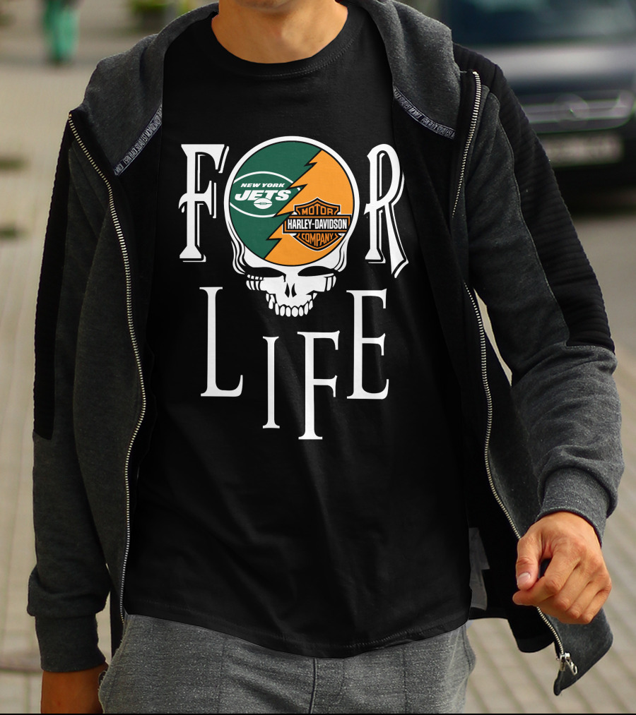 New York Jets Harley Davidson For Life Nfl T-Shirt
