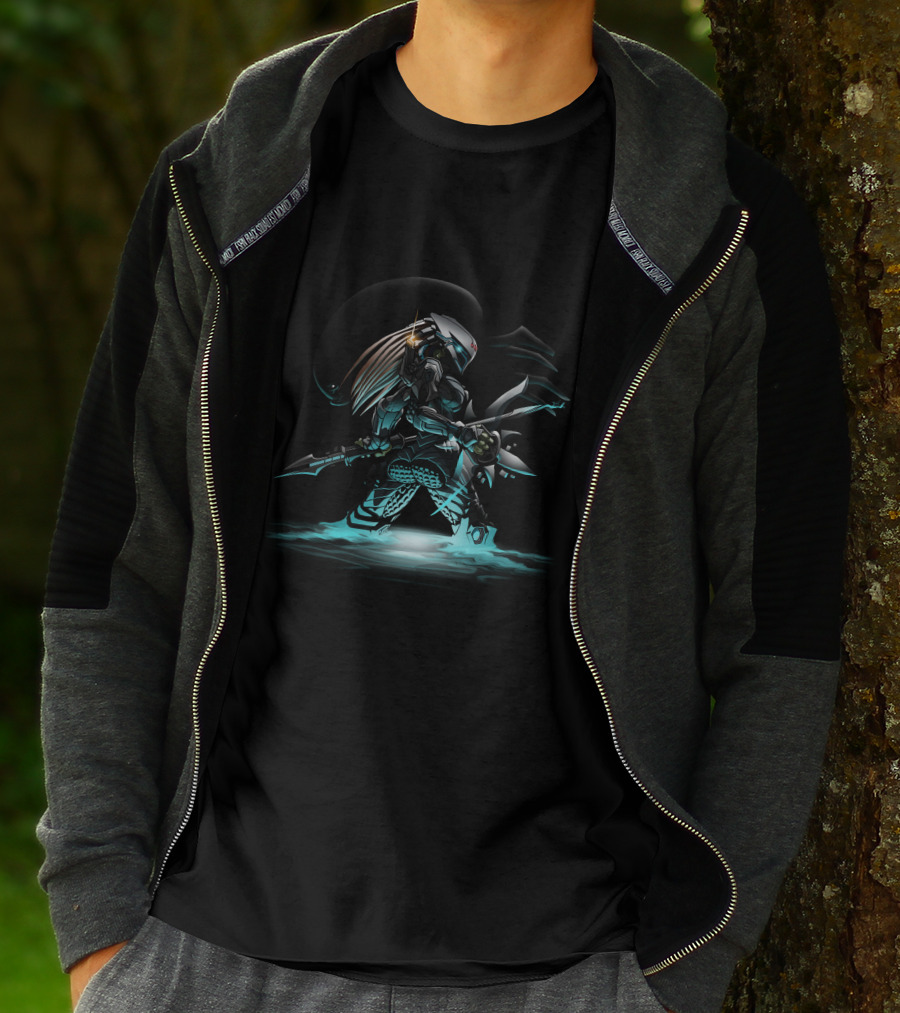 Predator Warrior Alien Hunter In Water Scene T-Shirt