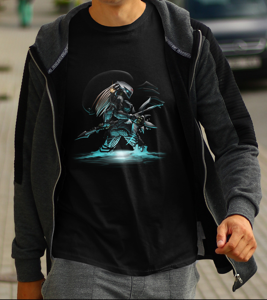 Predator Warrior Alien Hunter In Water Scene T-Shirt