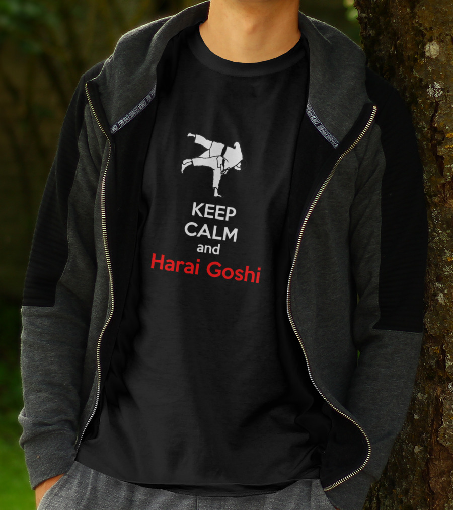 Keep Calm And Harai Goshi Judo Throw White Black T-Shirt