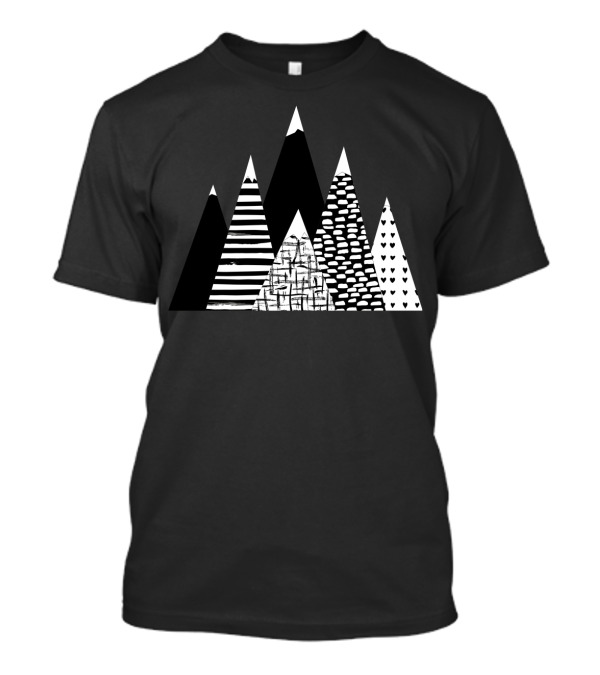 Explore The Mountains With Striped And Patterned Peaks T-Shirt