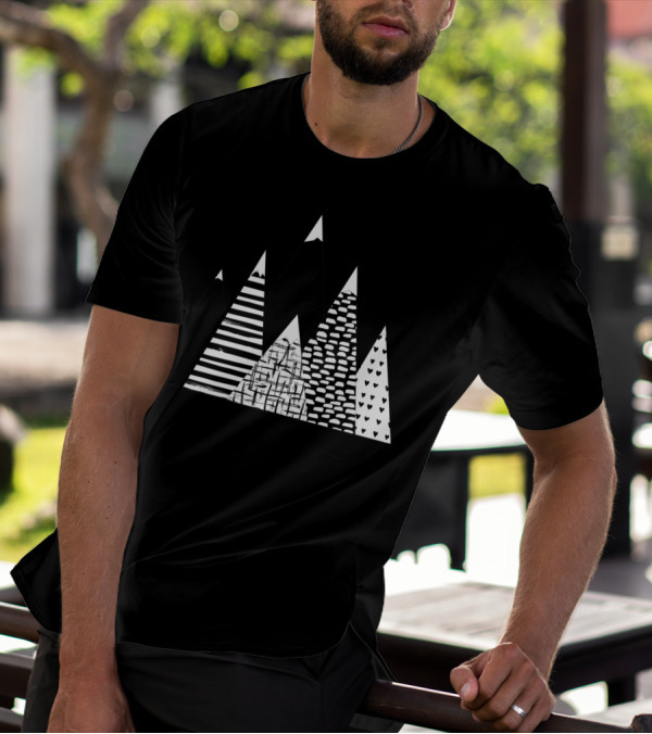 Explore The Mountains With Striped And Patterned Peaks T-Shirt
