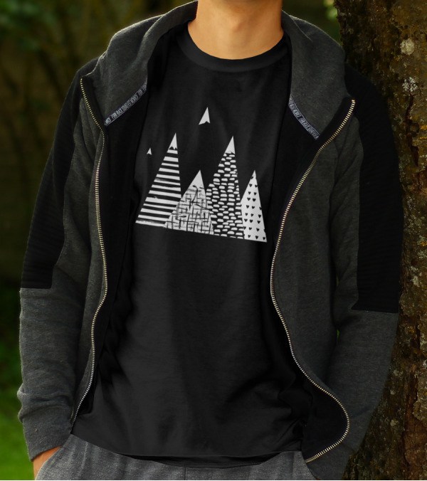 Explore The Mountains With Striped And Patterned Peaks T-Shirt