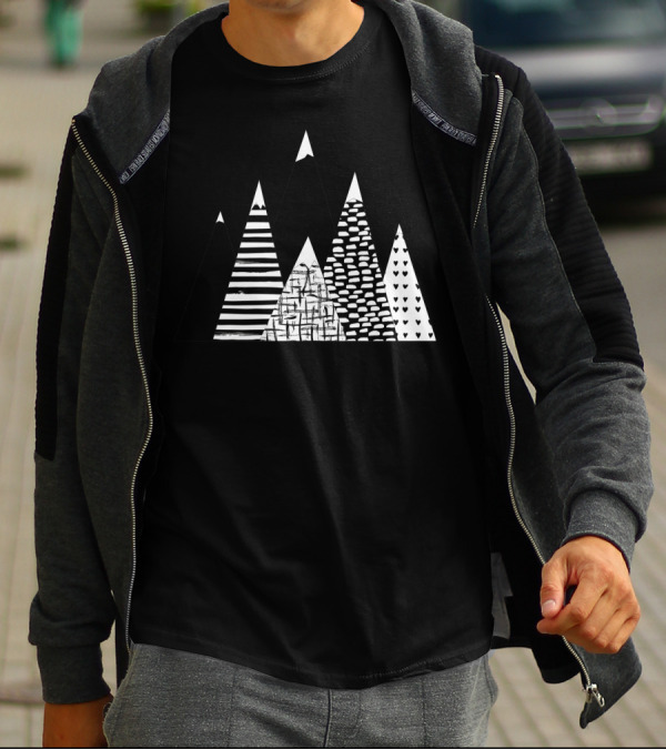Explore The Mountains With Striped And Patterned Peaks T-Shirt