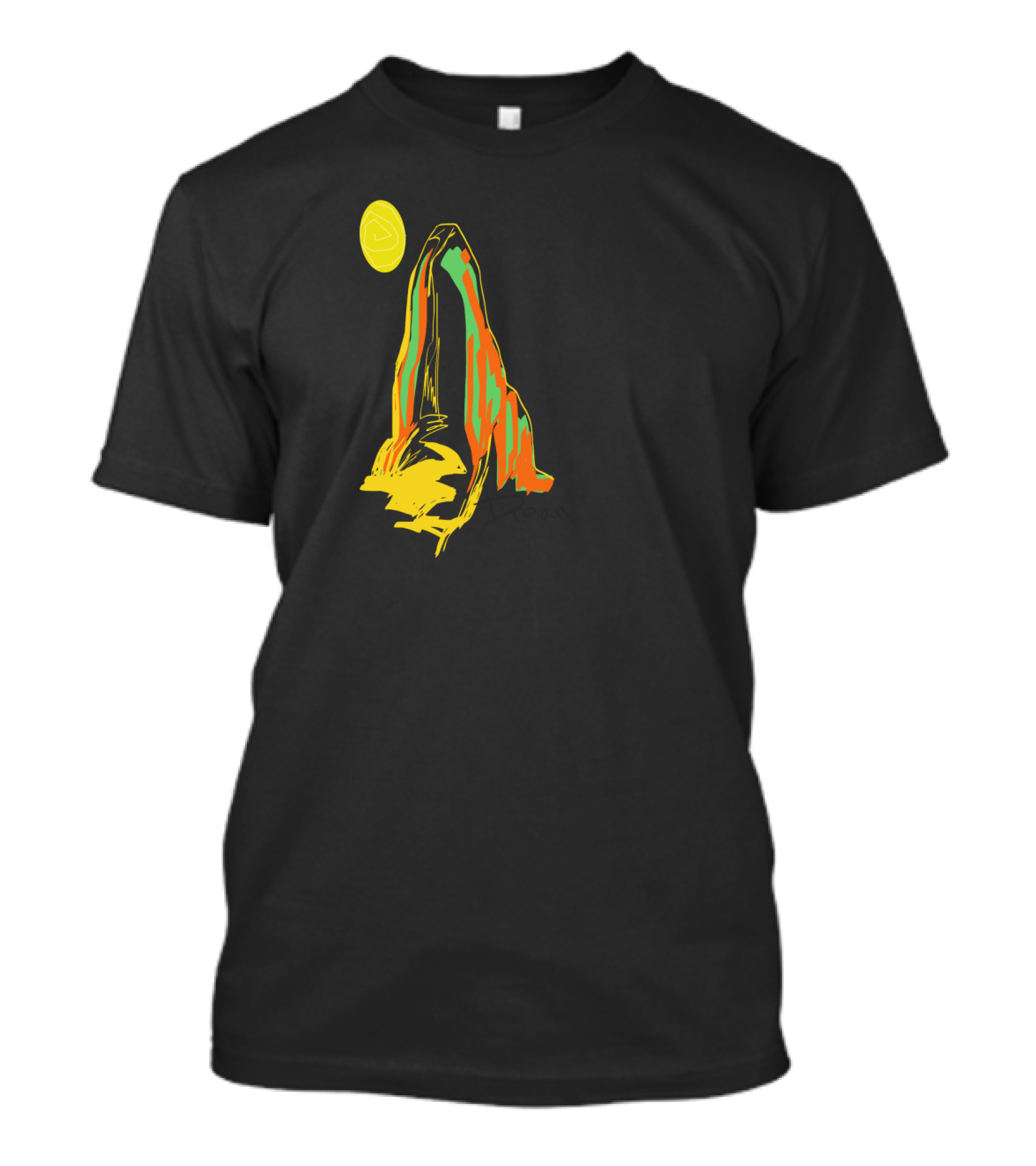 Mountain Dream Vibrant Abstract Peak With Yellow Sun T-Shirt