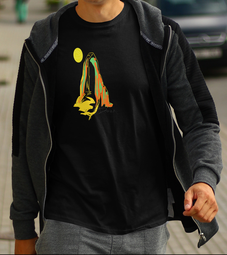 Mountain Dream Vibrant Abstract Peak With Yellow Sun T-Shirt