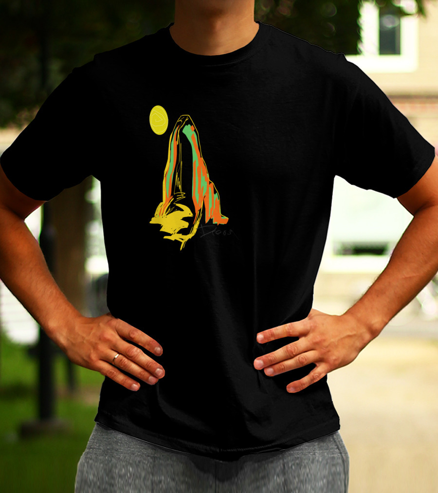 Mountain Dream Vibrant Abstract Peak With Yellow Sun T-Shirt