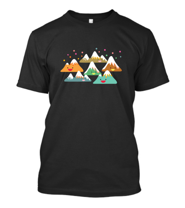 Happy Snow-Capped Mountain Friends With Colorful Confetti Smiles T-Shirt